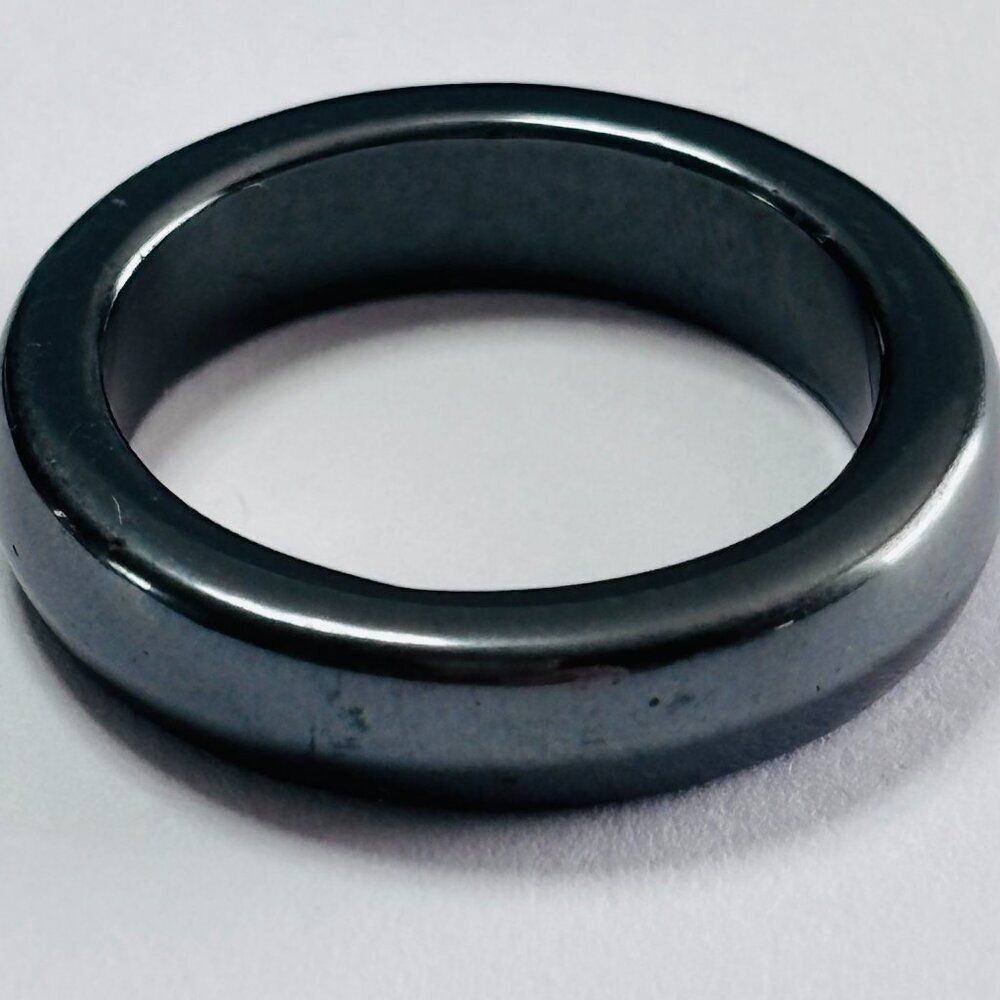 Black Gunmetal Stainless Steel Band Ring Minimalist Unisex Size 6.5